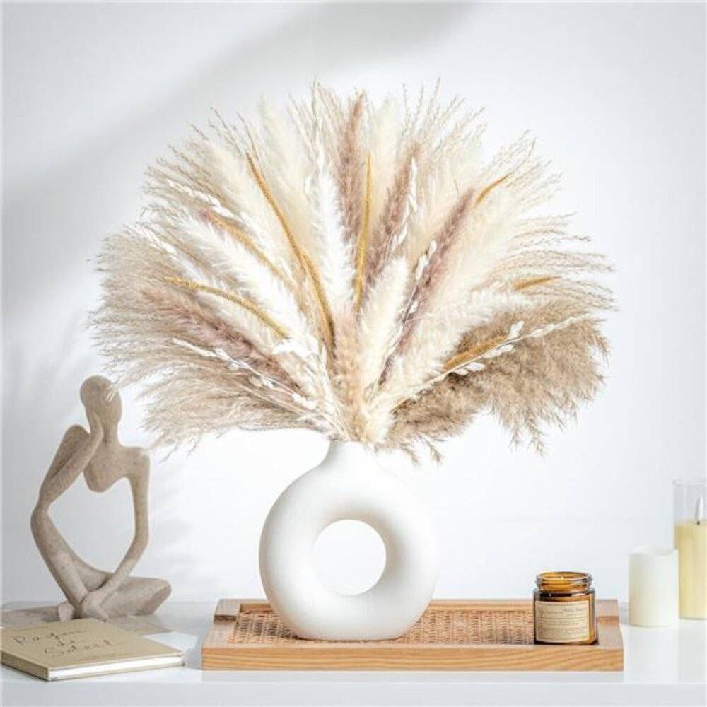 70PCS Natural Dried Pampas Grass Boho Home Decor Bouquet Phragmites Dried Flower